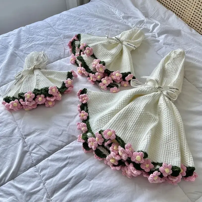 60cm 80cm Flower Bouquet Blanket Daisy Crocheted Romantic Crochet Flowers Blanket Handmade DIY Baby Blanket Birthday Wedding