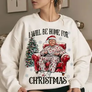 I'll Be Home For Christmas Unisex Sweater Donald Trump & Santa