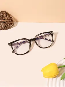 Casual Anti-Blue Light Glasses, Tortoise Color Square Frame, Lightweight Durable Student Eyewear for Daily Wear, Fashion Frame Eyeglasses