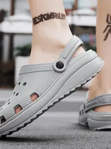 Men's Summer Beach Increase Thick-soled Non-slip Fashion Slides, Casual Comfortable Breathable Hole Shoes, Trendy Shoes for Indoor & Outdoor Wear, Boy, Sliders Shoes, Breathable Lightweight Clogs, Thick Sole Slippers