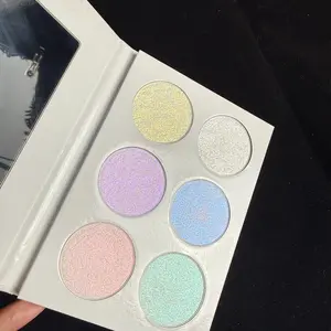 6 Color Chameleon Highlighter Discs, Long-Lasting High-Shine Blue Eyeshadow, 3D Facial Makeup, 3.3g X 6 Large Capacity, Shimmer