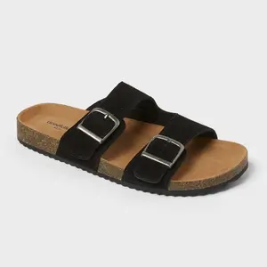 Men's Saul Suede Two Band Sandals - Goodfellow & Co Black 7