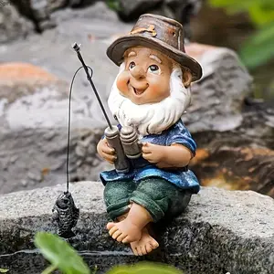 Resin Fisherman Figurine Garden Statue, Creative Fishing Man Outdoor Decor, Durable and Weather Resistant Mini Sculpture for Pond, Rockery, Yard, Patio, and Landscape Decoration, Perfect for Garden Lovers and Outdoor Spaces
