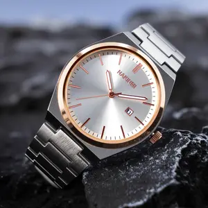 NAKINMI Men’s Luxury Silver Round Dial Analog Quartz Watch, Fashionable 44mm Wristwatch with Calendar, business quartz watch, right  time  watches, daily  watches, social occasion, iconic  watches, vintage quartz watch, business casual watch