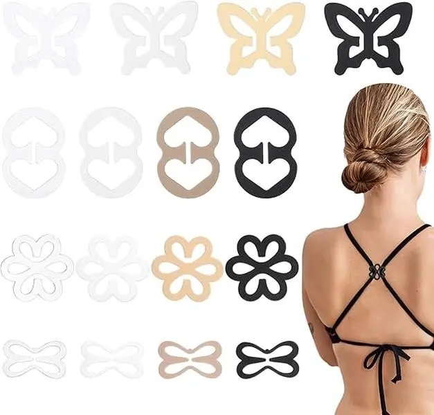 Halloween Fall Gift 16PCS Bra Strap Clips, Bra Clips to Make Racerback, Bra Strap Holders for Slipping for Women Cross Back Convertors Adjustable Bra Straps