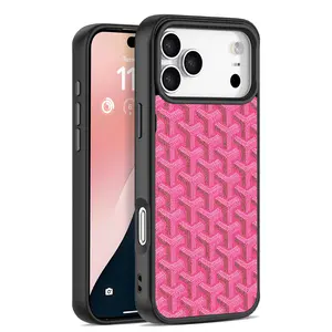 MagSafe Luxury Leather Texture Case for iPhone 17 16 15 14 13 12Pro Max 17 Air | Orange Chevron Pattern, Electroplated Shockproof Protective Phone Cover, Aesthetic Designer Case for Women Men