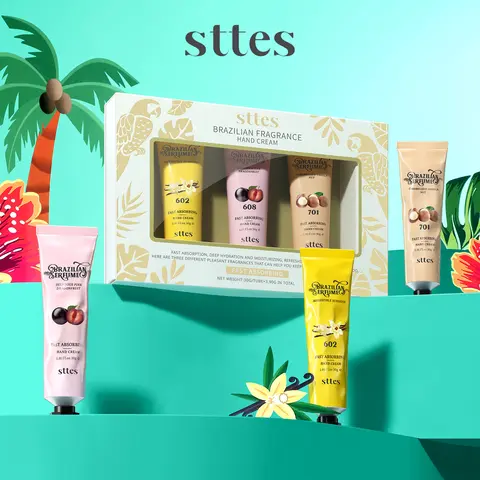 Sttes Perfume  Hand Cream  602#608#701# (3.17 fl.oz / 90g) – Gourmand fragrance (Caramel Vanilla + Pink dragon fruit + Roasted Macadamia Nut) | Pure vegetable oil formula | Free of mineral oil | Long-lasting moisturizing and nourishing.