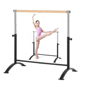 VEVOR Ballet Barre, 4 Ft Double Beechwood Barre Bar for Home, Freestanding Portable Ballet Stretching Dance Bars, Height Adjustable Anti - Wobble Fitness Gym Equipment, for Pilates Balance WorkoutVEVOR Super Brand Day
