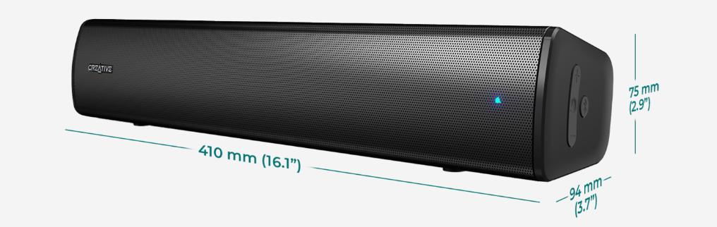 Creative Stage Air V2 Compact Under-Monitor USB Soundbar for PC, with Bluetooth 5.3, Dual-Driver and Passive Radiator, up to 6 Hours of Playtime, Compatible with PS5 and Nintendo Switch Audio Portable  Speakers Wireless
