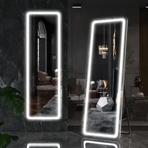 Click image to open expanded view        Vierose Full Length Mirror with Lights - 60"X16" LED Over The Door Floor Mirror, Light Up Wall Mirror Full Body Dressing Mirror, Large Vanity Mirror for Bedroom, Dimming & 3 Color Modes,Black