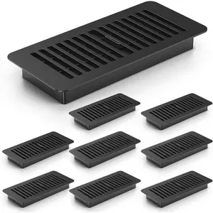 4x10 Black Plastic Floor Vent Covers (8pcs), Adjustable, for Home