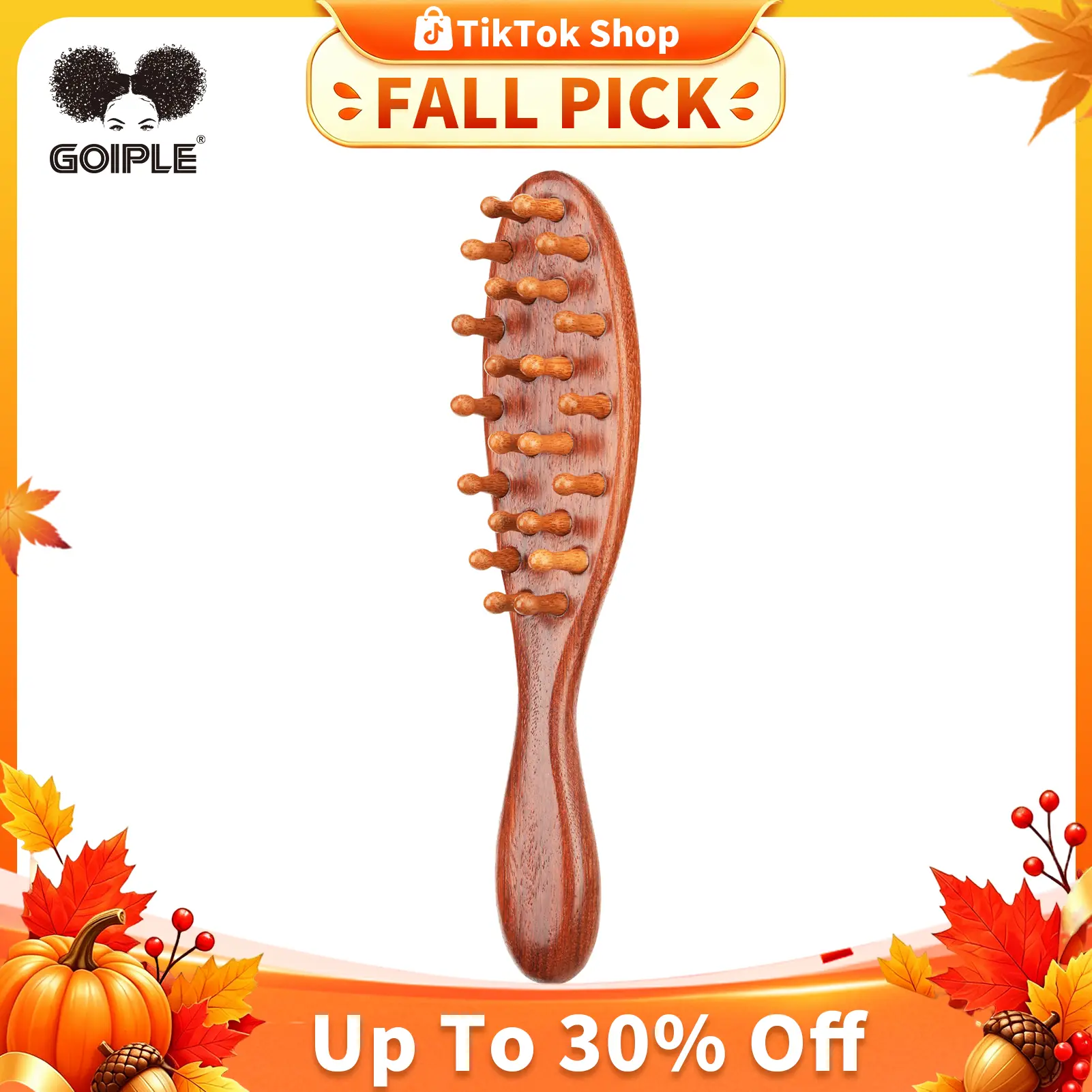 Goiple Dreadlock Care Loc Brush - Sandalwood Wide Tooth Comb for Microlocs, Braided Hair, Gentle Brushing, Comfortable Scalp Massaging Elegant Wood Comb