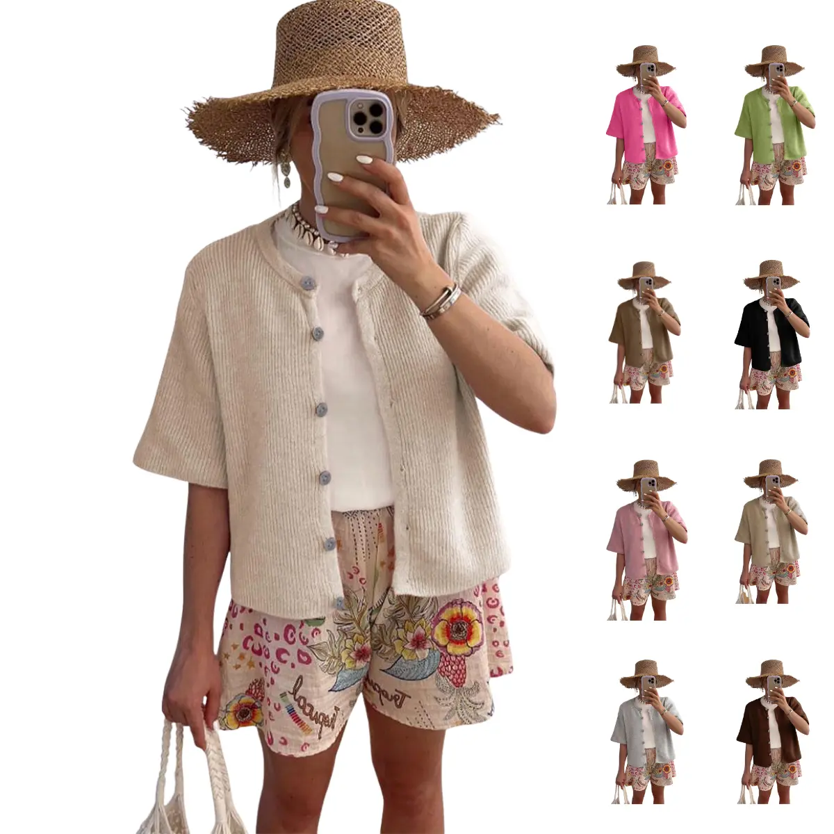 SCUSTY Women's Lightweight Cardigan Short Sleeve Button-Down Summer Cardigan Sweater SCUSTY Women's Lightweight Cardigan Short Sleeve Button-Down Summer Cardigan Sweater