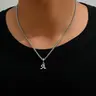 Initial Letter Detail Pendant Necklace, Fashion Stainless Steel Alphabet Jewelry for Men and Women, Trendy All-Match Exquisite Neck Accessory, Fashionable Accessory, for Party and Daily Wear, Birthday Gift
