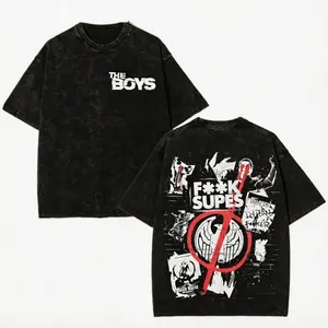 Vintage The Boys Limited Edition Graphic Washed 100% Cotton Oversized T-Shirt Streetwear TV Series Graphic Tee Unisex Men Women Casual Short Sleeve Fashion Fan Gift