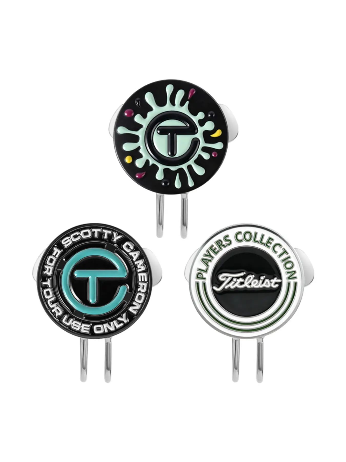 1/3Pcs Professional Sports Cool Enamel Metal Badge Set, Ink Texture Tour Logo Decoration, Scott Cameron Golf Ball Marker Hat Clip Kit, Golf Gifts, Golf Accessories