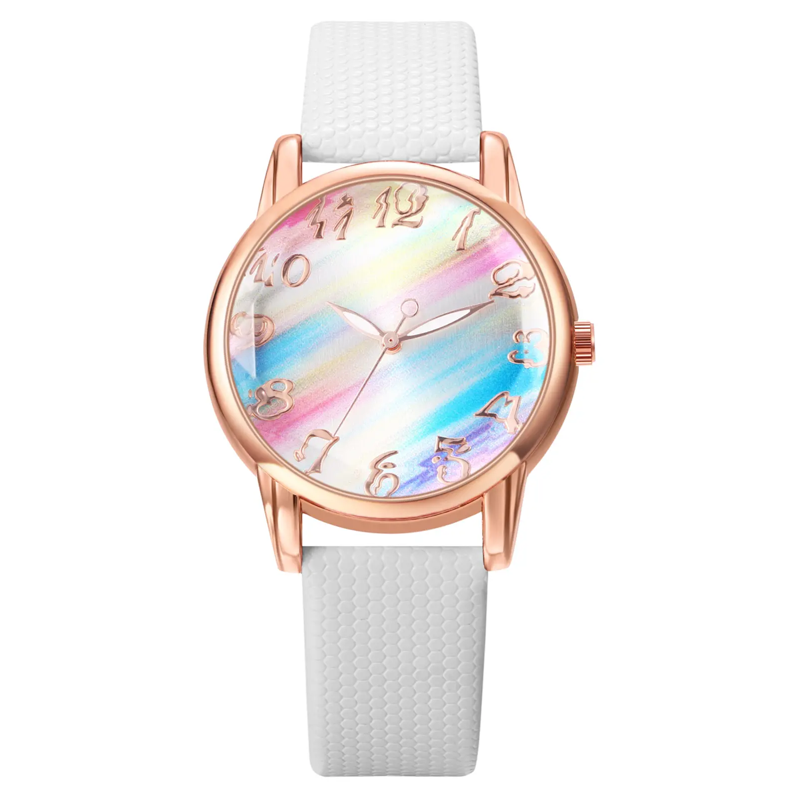 OIDEA Women's Bohemia Leather Strap Casual Analog Watch - Lightweight Quartz Wristwatch with Bling Rainbow Dial, Ideal for Business Casual Wear, Leather Strap Watch summerwins