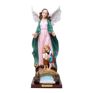Angel de La Guarda 18" Inches Tall Estatua - Detailed Figure Guardian Angel Brand New Statue Religious Decor Saint