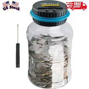 Large Piggy Banks for Adults, Digital Counting Money Jar, 1.8L
