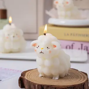 1PC Cute Cartoon Sheep Scented Candle, Creative Home Decor Set, Style Photography Prop, Adorable Wax Candle Gift