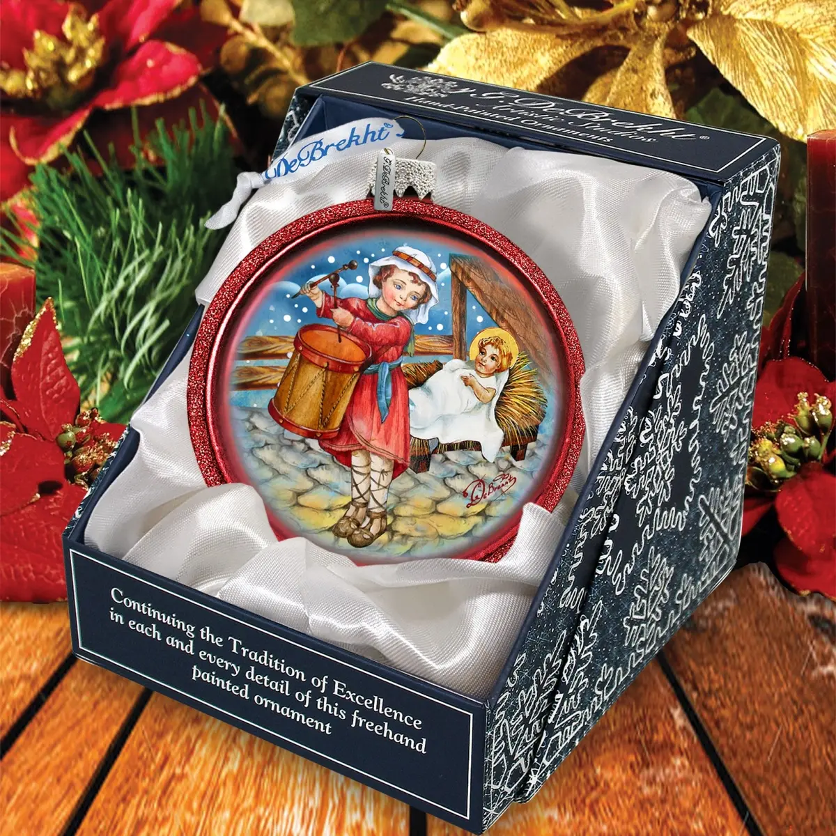 G.DeBrekht 73531C Hand-Painted Satin Decor Drummer Boy Mercury Glass Egg Ornaments, 3 x 3.5 in.