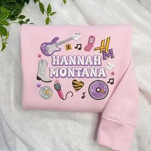 Hannah Montana Embroidered SweatShirt, Vintage 90s Logo shirt, Mental Health Humor hoodie Sarcastic Meme shirt