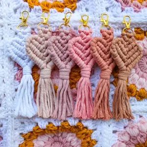Heart Macrame Keychain | Hippie Macrame | Accessory | Recycled Cotton Accessory | Wallet | Gifts for Her | Christmas Gift Ideas