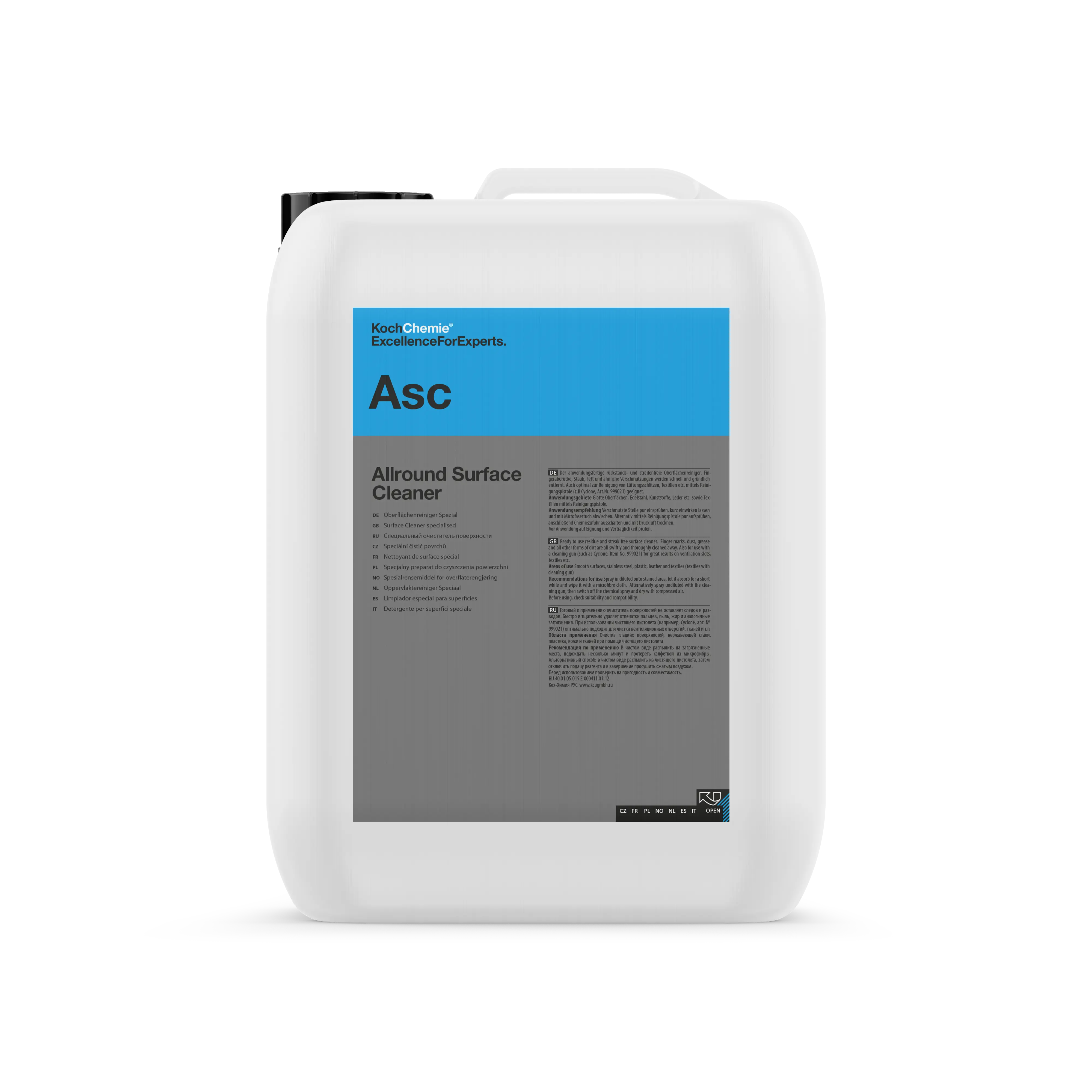 Koch Chemie Allround Surface Cleaner | Fast Flash Residue Free Prep | Interior and Exterior Plastics Vinyl Rubber and Glass | Quick Wipe Downs for Delivery Prep | RTU Formula | 5 Liters