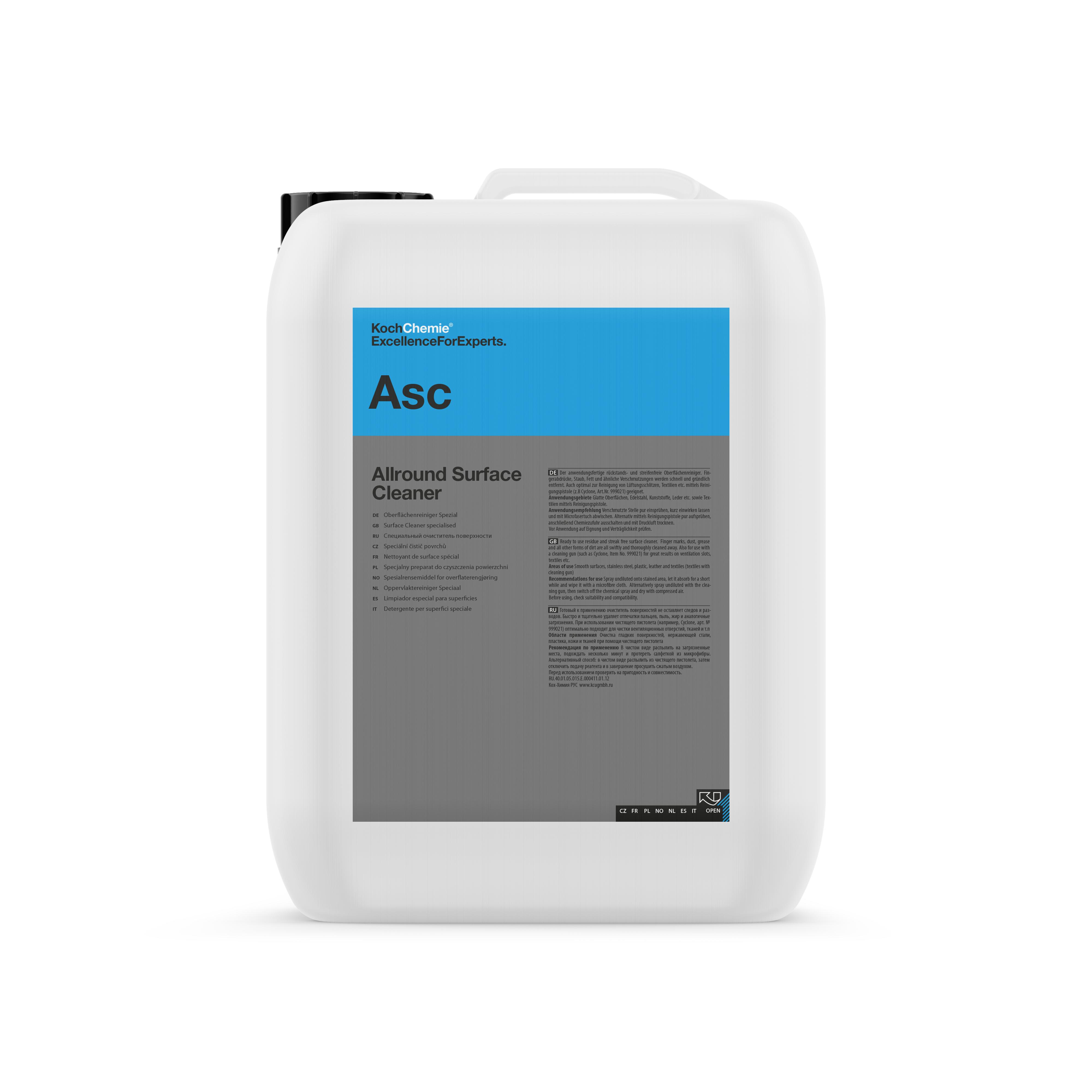 Koch Chemie Allround Surface Cleaner | Fast Flash Residue Free Prep | Interior and Exterior Plastics Vinyl Rubber and Glass | Quick Wipe Downs for Delivery Prep | RTU Formula | 5 Liters