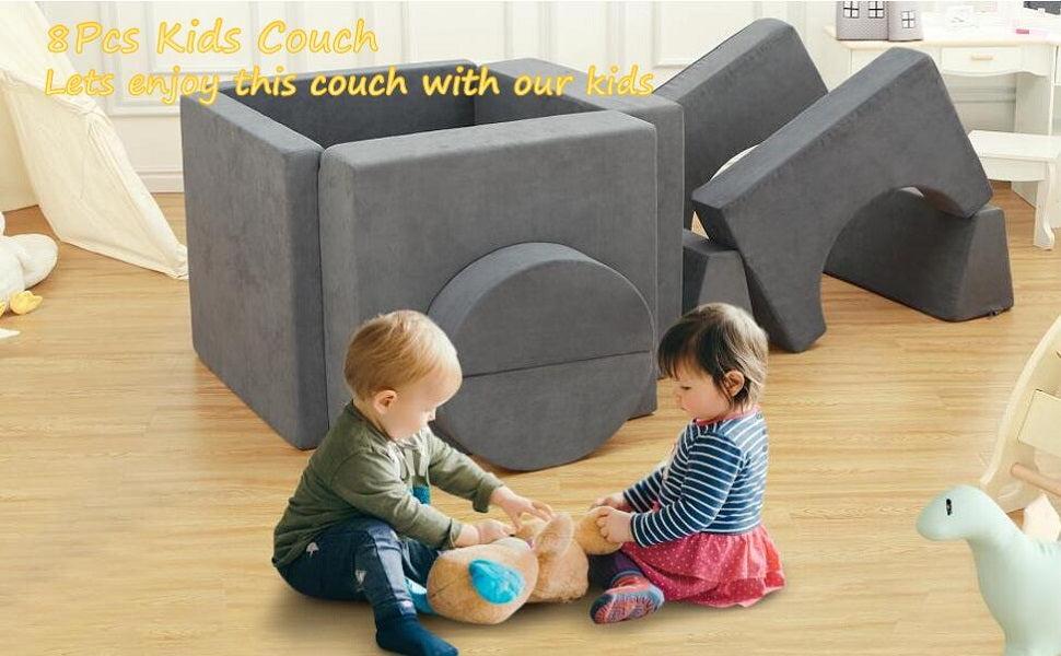 GARVEE 8-Piece Modular Play Couch Set for Toddlers, Versatile Sofa for Playroom and Nursery, Removable Covers, Soft Sponge Foam & Flannel, Perfect for Playing and Sleeping in Style! GARVEE 8-Piece Modular Play Couch Set for Toddlers, Versatile Sofa for Playroom and Nursery, Removable Covers, Soft Sponge Foam & Flannel, Perfect for Playing and Sleeping in Style!