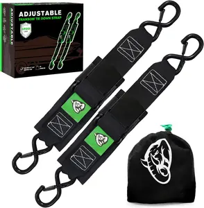 Boat Tie Down Straps to Trailer - 1,200 LBS Boat Straps with Safety Lock - 2" X 48" Adjustable Boat Trailer Strap (2PK) - Boat Straps for , Jet Ski, Kayak (Black)