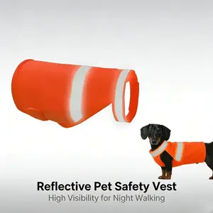 Fluorescent Reflective Dog Vest, High Visibility Safety Pet Coat, Adjustable Hook Loop Straps for Small to Large Dogs