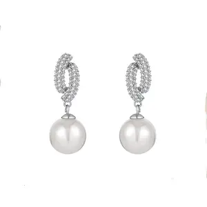 GIGI ARIA EARRINGS 14K Gold Plated 925 Sterling Silver Shell Pearl Dangle Earrings for Women Dainty Jewelry