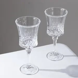 6 Pack Crystal Cut Glass Goblets 9oz Clear – Elegant Vintage Wine, Water & Cocktail Glasses for Table Settings