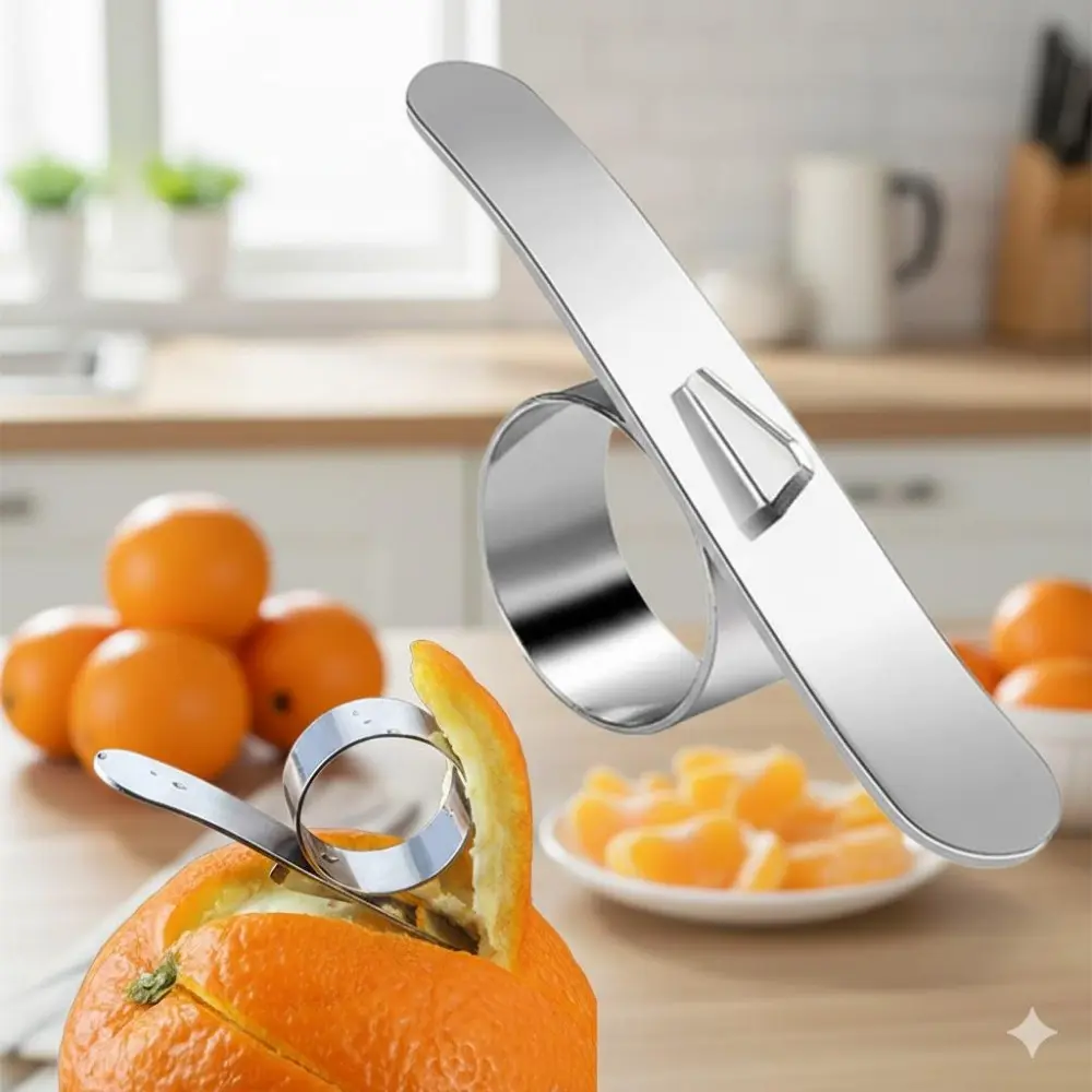 Stainless Steel Citrus Peeler, Non-Slip Grip for Oranges, Grapefruits & Pomelos. Portable Rustproof Multi-Fruit Peeling Tool, Effortless Kitchen Gadget with Durable Blade for Fast Peeling.