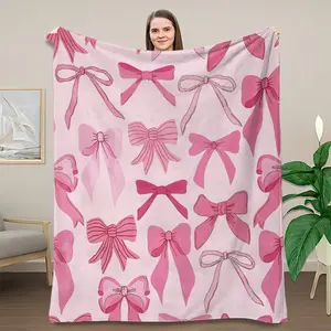 This Bow-tie Flannel Blanket Is A Warm Nap Blanket Suitable for Sofas and Beds. It Has An Ultra-soft Feel and Is Perfect for Bedrooms, Sofa Camping, and Travel.