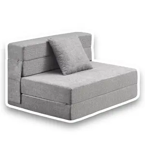 Folding Sofa Bed,Adjustable 6" Floor Couch Memory Foam Mattress Convertible Sleeper Chair with Pillow & Washable Cover Twin Size,Ligth Grey