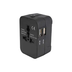 All-in-1 Worldwide Universal Travel Power Adapter Plug with 2.1A Dual USB Charging Ports for Asia, Europe, UK, AUS, USA