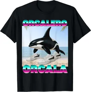 Orcalero Orcala Italian Brainrot Memes Oddly Specific Whale T-Shirt Pure Cotton Graphic Tees Menswear Top: Gifts for Men & Women