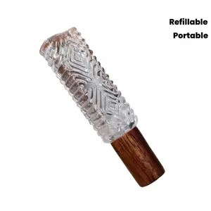 2pcs Portable Refillable Perfume Spray Bottle with Wooden Cap - Travel-Friendly Glass & Wood Design, Compact Travel-Sized Fragrance Dispenser for On-the-Go Use, Elegant Gift Box Included, Perfume Travel Refillable, Sleek Bottle Design