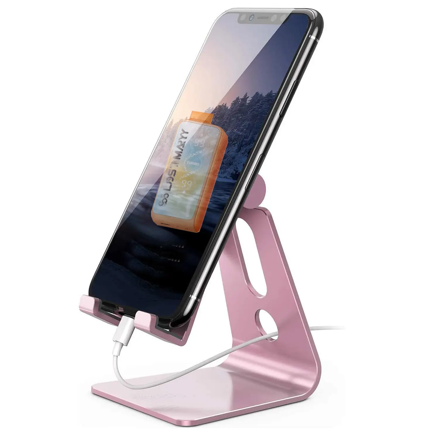 L0st Maray Aluminum Cell Phone Stand, Adjustable Desk Phone Holder for iPhone | Adjustable Viewing Angle, Stable Anti-Slip Base, Case Friendly for iPhone 17 16 15 14 Pro Max, Office Desk Essential Cellphone Smartphone Mount Foldable