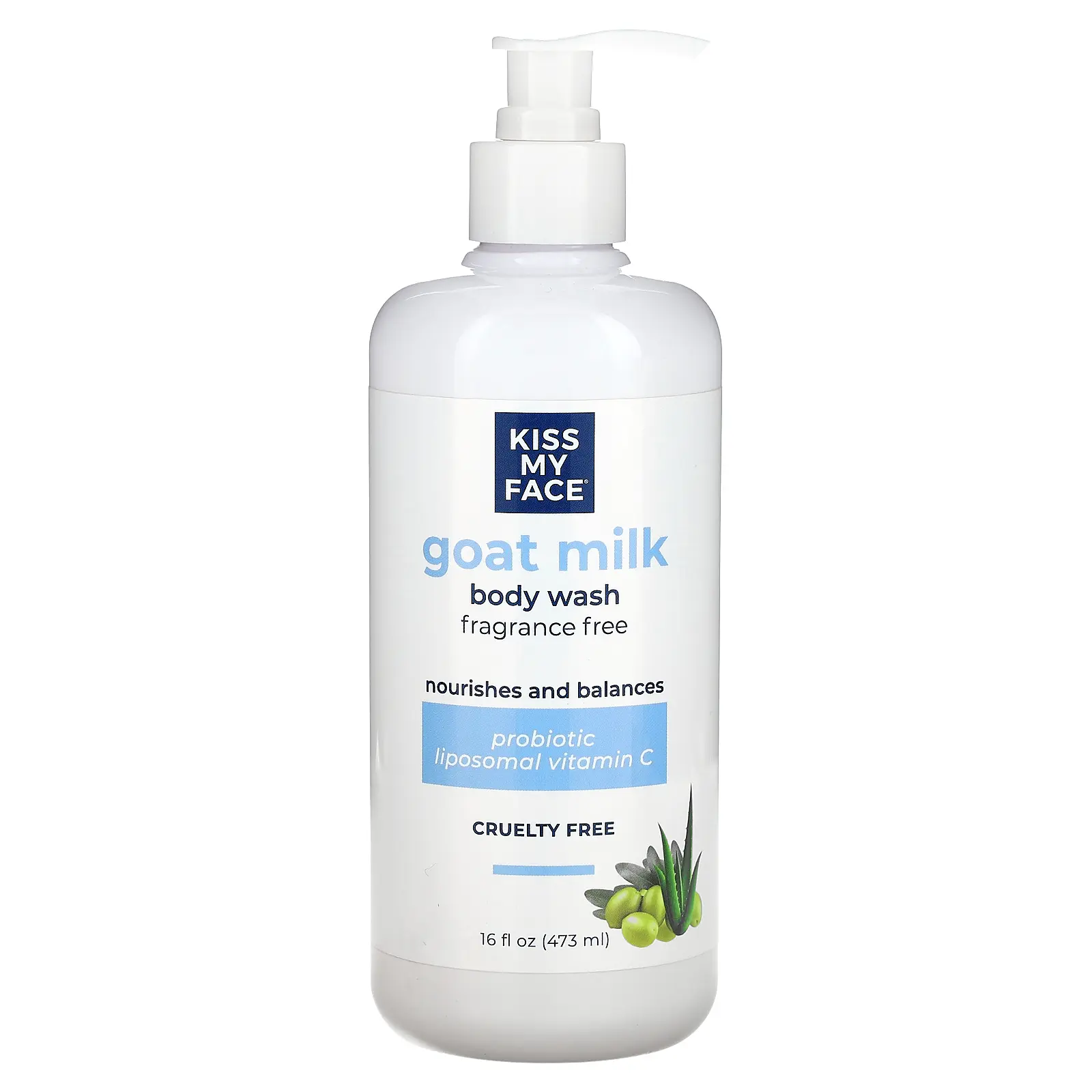 Kiss My Face Goat Milk Body Wash, Fragrance Free, 16 fl oz (473)