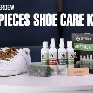 SILVERDEW 6-Piece Shoe Cleaning Kit - Deodorizer & Waterproof Protector for Sneakers, Leather, Nubuck, Mesh & Canvas with Brush & Microfiber Towel