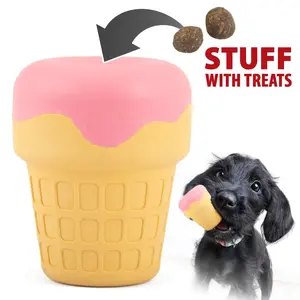Jeffers Ice Cream Cone Natural Rubber Stuffable Treat Dispensing Dental Dog Chew Toy