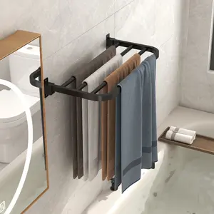 Wall-Mounted Towel Rack, Space-Saving Dual Rod Holder, Modern Minimalist Storage Design, Ideal Gift, Bathroom Accessory, Home Decor, Bathroom Organizer