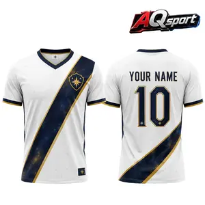 White Navy Gold Jersey | Custom Name Tee