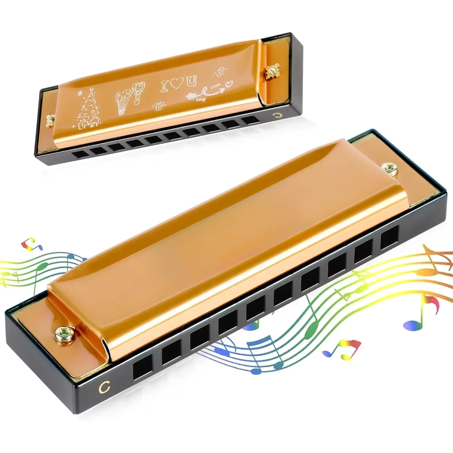 Blues Harmonica, Diatonic Harmonica Key of C 10 Holes 20 Tones Mouth Organ blues harp harmonica For Adults, , Beginners, Professionals and Students (T10-4-), as a