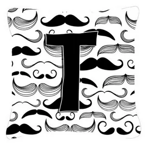 212 MAIN Letter T Moustache Initial Letter Cushion, Heavyweight Polyester Fabric, Fade Resistant, Indoor-Outdoor Soft Furnishing Decorative Pillow