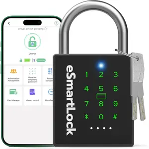 New Smart Padlock with Key, Heavy Duty Combination Padlock, RFID Pad Lock with Codes  APP Access, Outdoor Waterproof Electronic Key Lock for Gate Fence Shed Locker Garage Garden