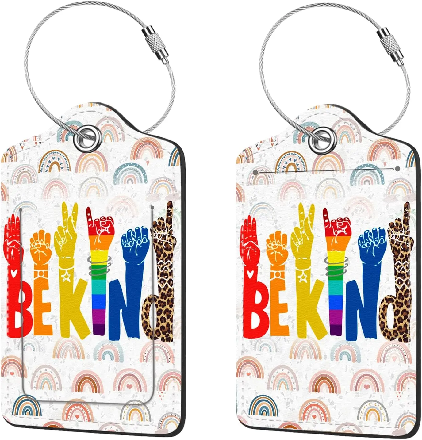 2 count Luggage Tags for Suitcases PU Leather Cruise Ship Luggage Tags with  Cover Label Address Card and Durable Metal Ring Suitable for Men Women Handbags Backpacks SchoolbagBekind